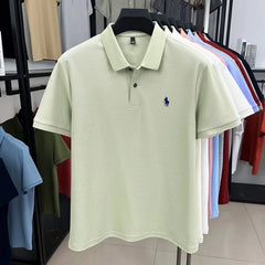 100% pure cotton high-end brand men's short sleeve polo shirt 2026 summer luxury fashion pony embroidery golf top casual T-shirt