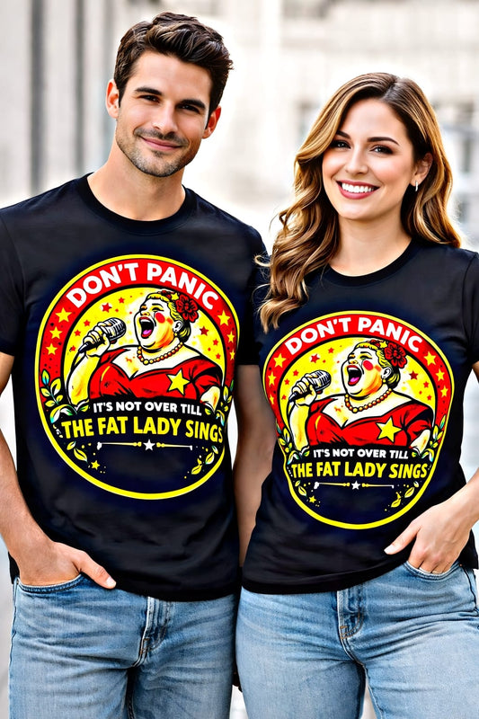 Graphic Tee —  DON'T PANIC IT'S NOT OVER TILL THE FAT LADY SINGS